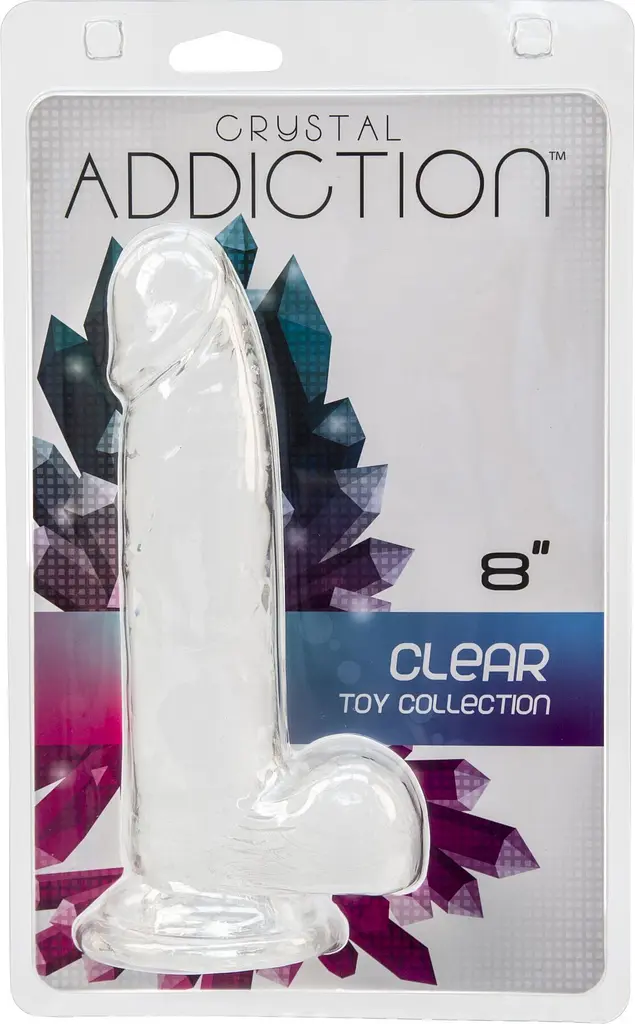 Прозорий фалоімітатор на присосці Addiction Crystal 8″, 20.3 см + віброкуля в подарунок - фото 6