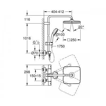 Душова система Grohe Tempesta Cosmopolitan 26689000, Хром - фото 2