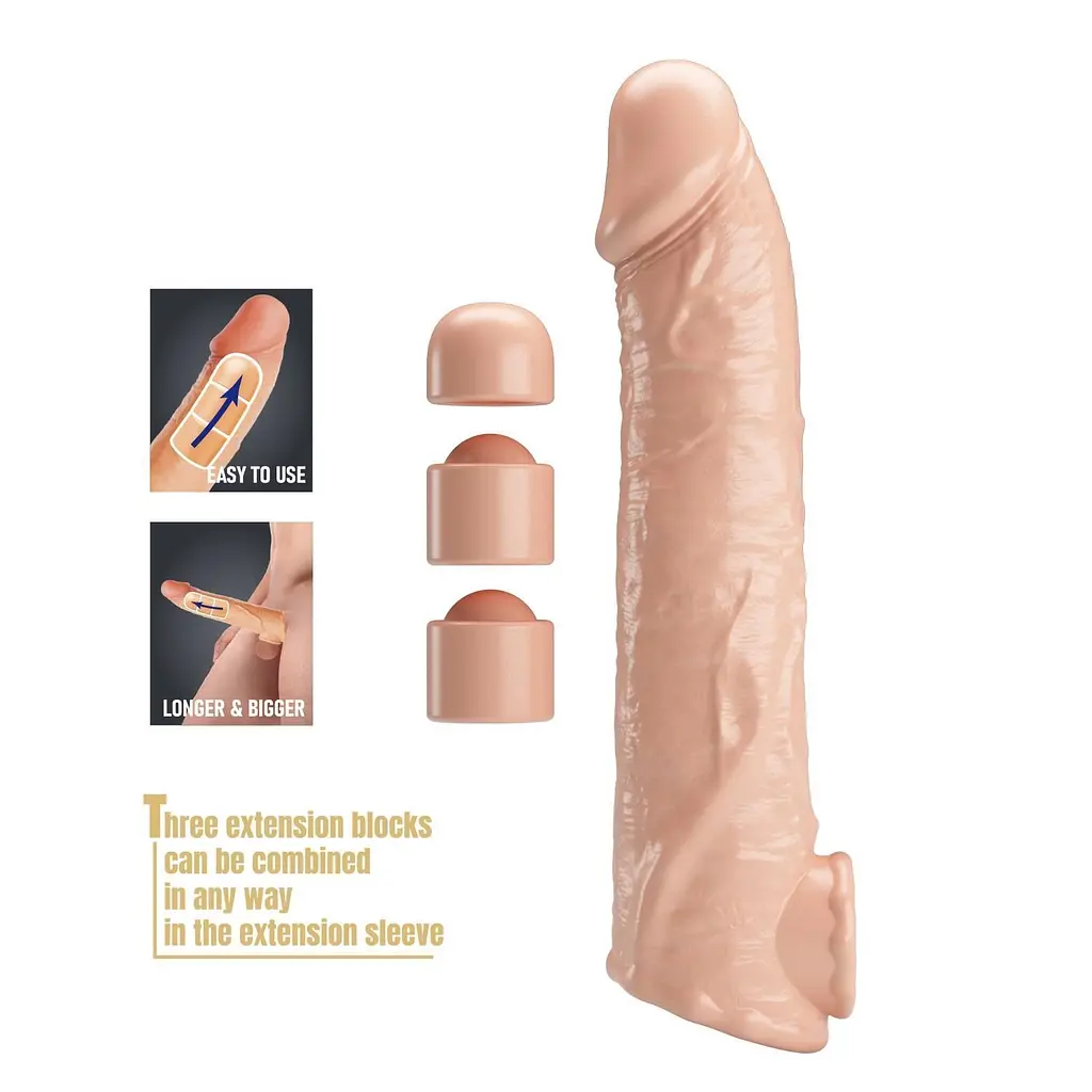 Насадка на пеніс Pretty Love Extension Penis Sleeve, 26 см (тілесний) - фото 2