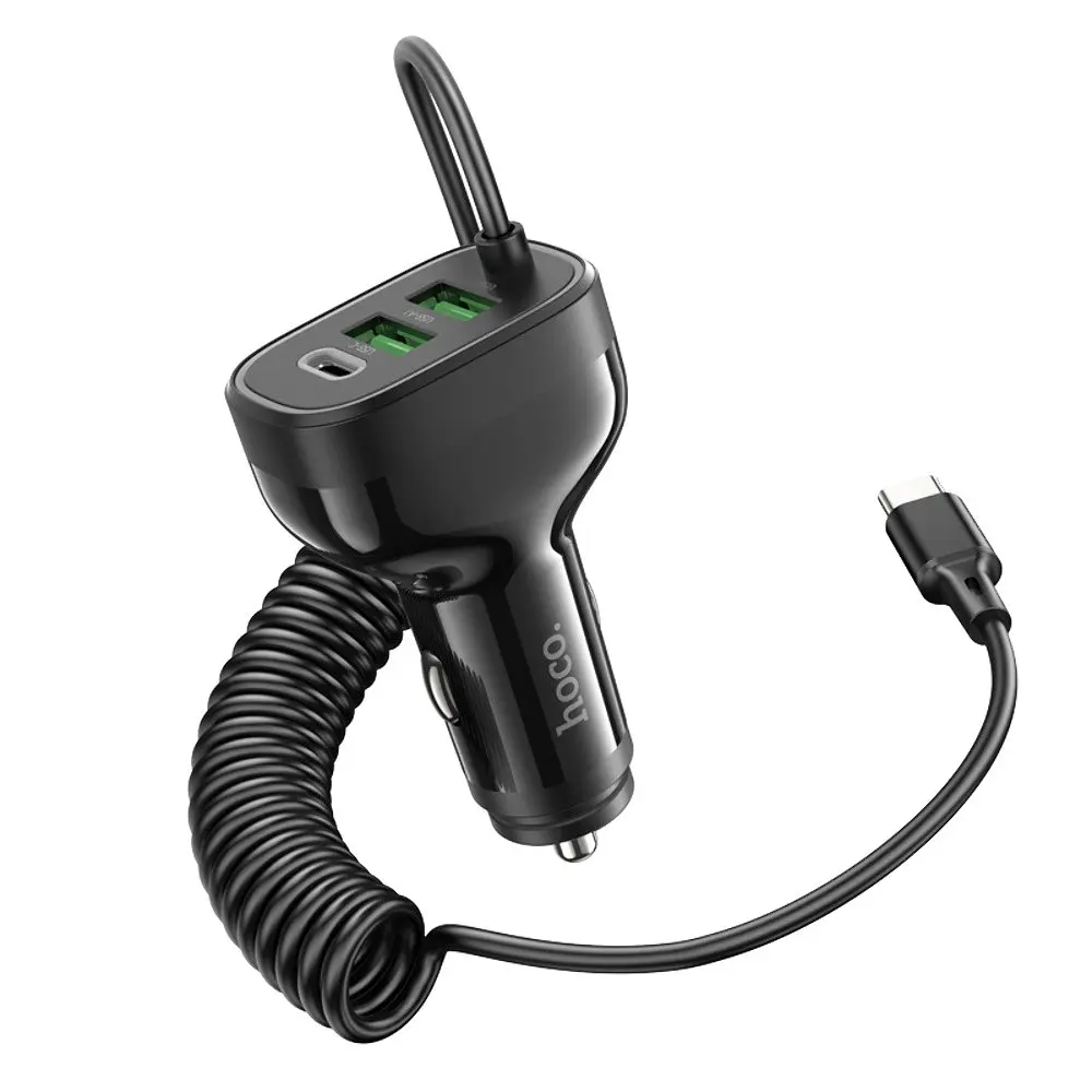 Автомобільний зарядний пристрій Hoco NZ11A 2USB/ Type-C PD 30W чорний + кабель Type-C - фото 4