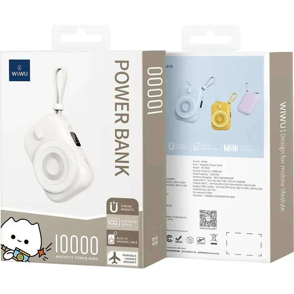 Внешний аккумулятор Wiwu Magnetic Wi-P041 9600mAh 22.5W White [133056] - фото 3