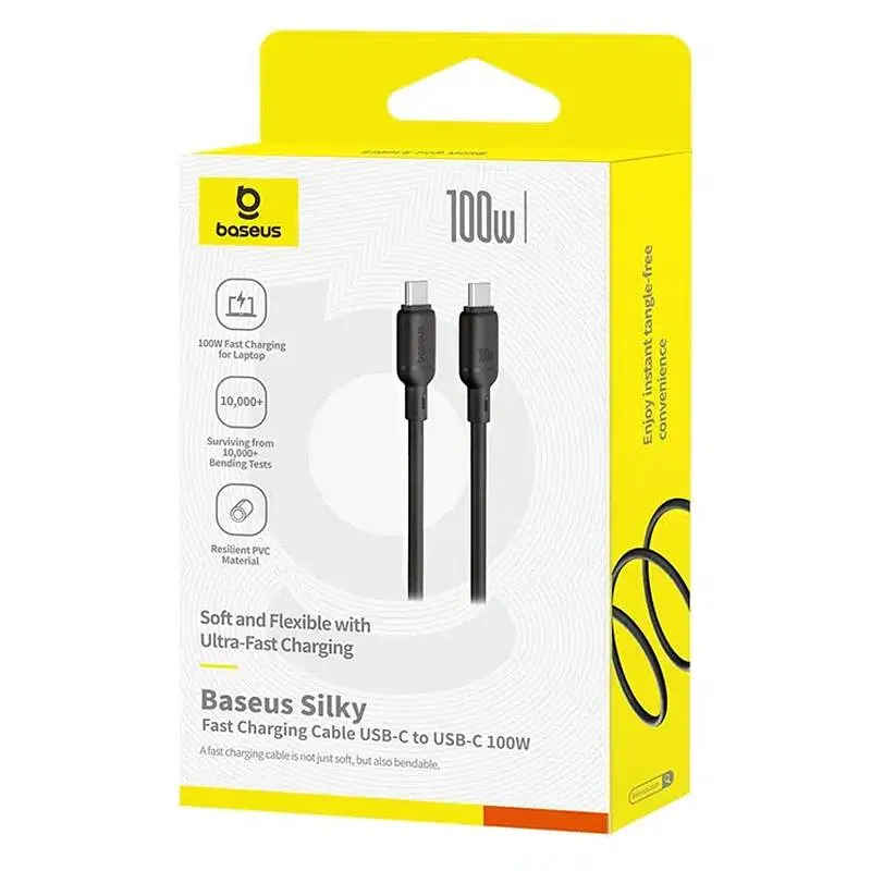 Дата кабель Baseus Silky Series OS Fast Charging Type-C to Type-C 100W (1m) (P10377704) Cluster Black - фото 4