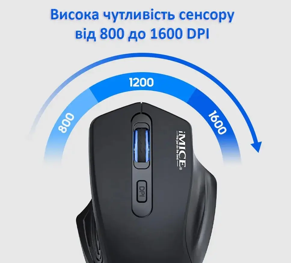 Игровая мышь беспроводная iMICE G1800 Rechargeable, 4 кнопок, аккумулятор, 1600dpi, 2.4Ghz, Black - фото 3