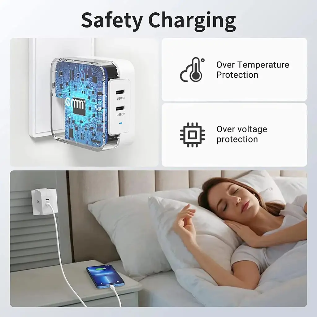 Мережевий зарядний пристрій USB Type C, GMM 40W 2x20W Dual USB C EU - фото 4