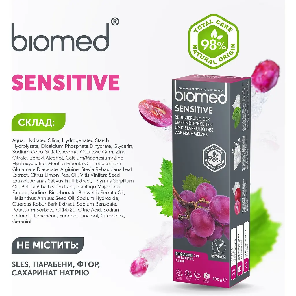 Уцінка. Зубна паста Biomed Sensetive Зміцнення емалі і зниження чутливості 100 г - фото 9