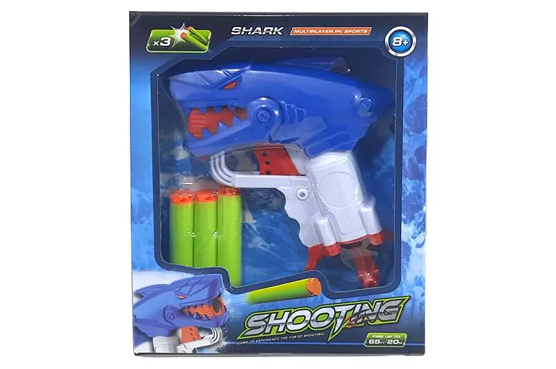 Іграшковий бластер у формі акули на поролонових патронах Shark Shooting 6015 у коробці р.18х15х4см