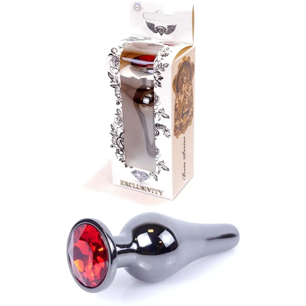 Анальна пробка Boss Of Toys Boss Series - Jewellery Dark Silver Butt Plug Red, BS6400055, Срібний / Червоний - фото 3