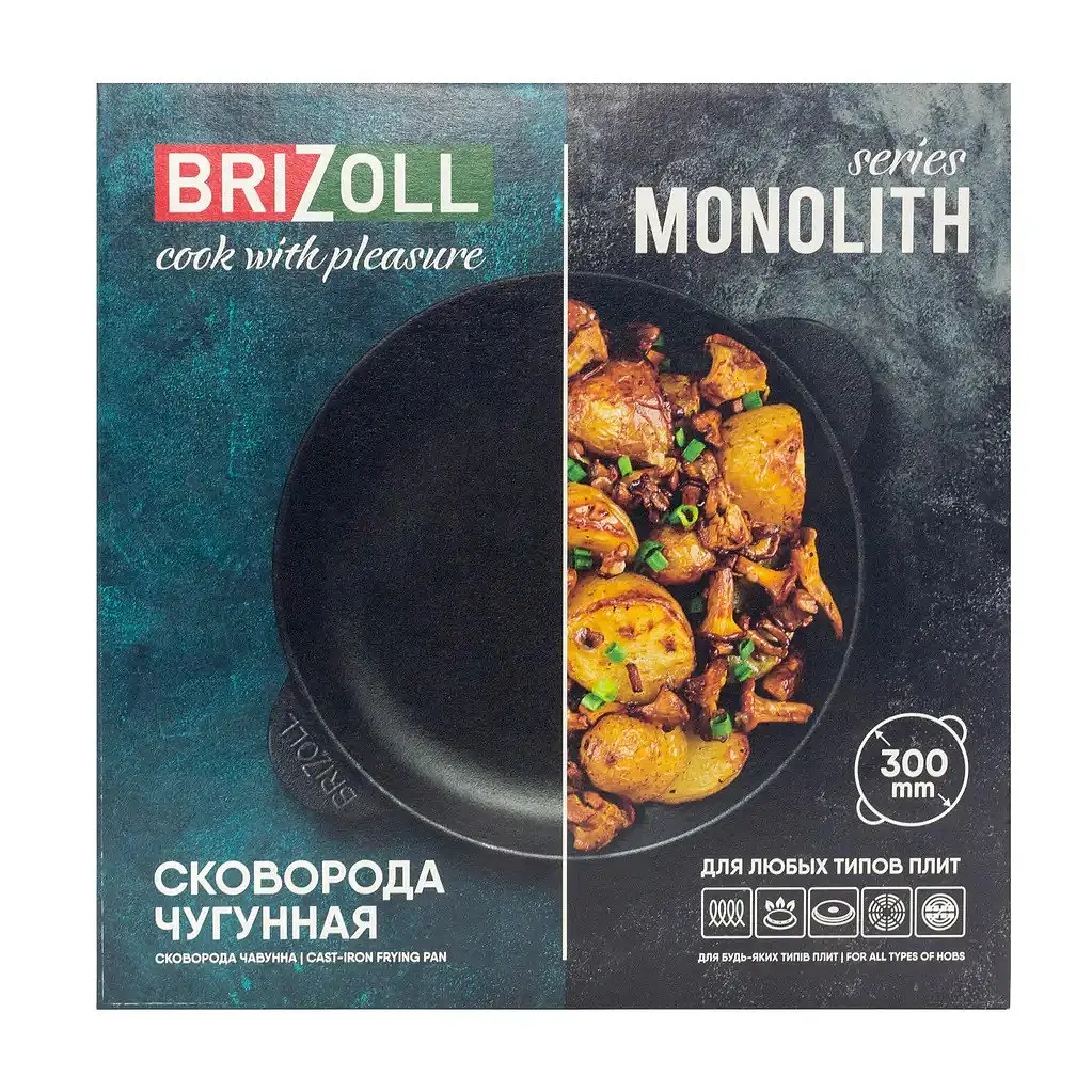 Сковорода чавунна Brizoll Monolith M3060U-1 30 см - фото 8