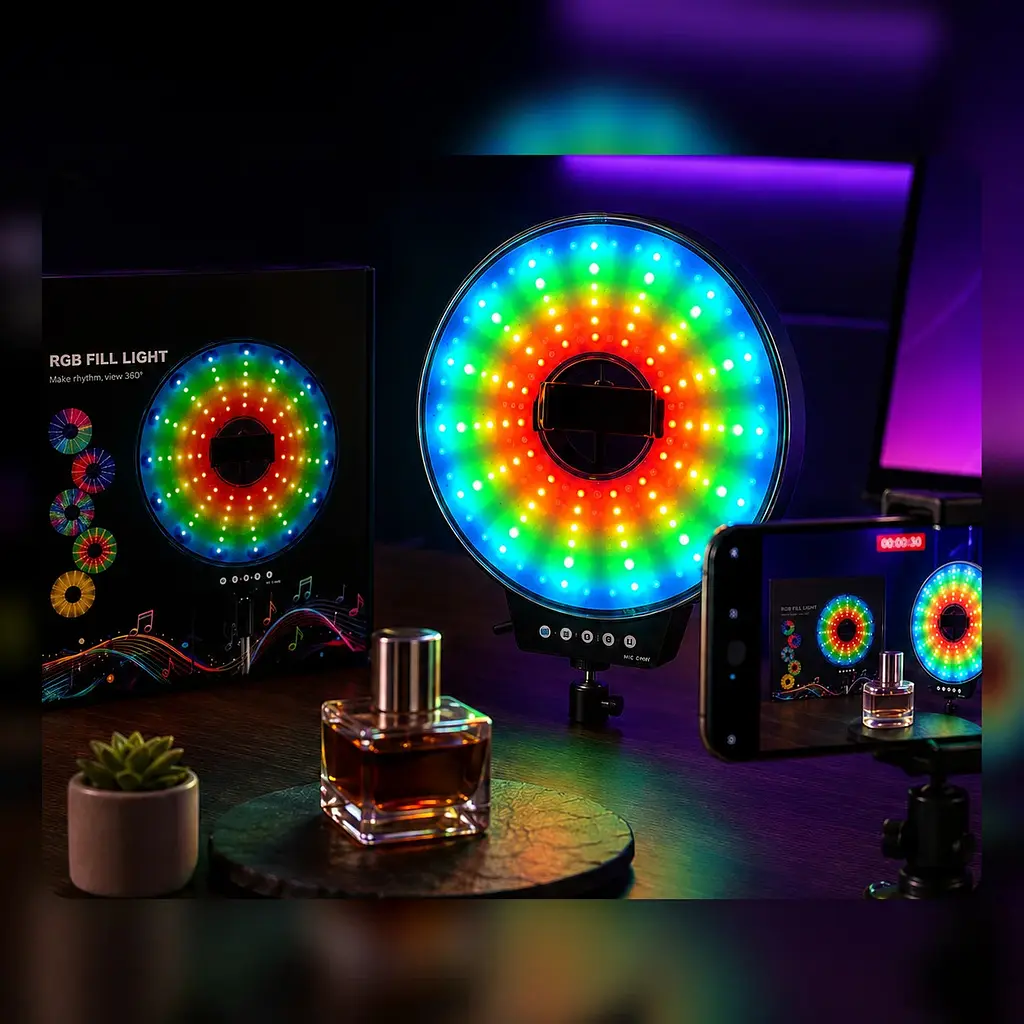 Світлодіодна LED лампа MJ-451 кільцева RGB 45 см зі і пультом керування - фото 3
