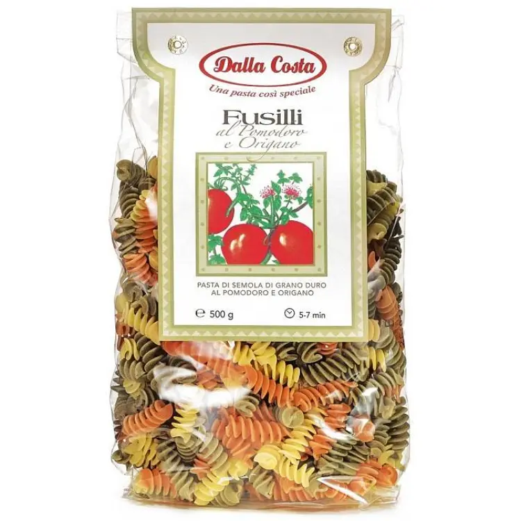 Макарони Dalla Costa Fusilli tricolor з томатом та орегано 500 г