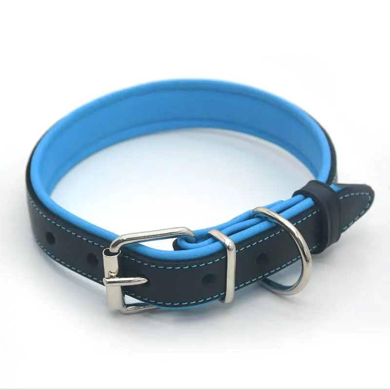 Нашийник для собак Zoo-hunt шкіряний подвійний ОД Soft чорний+блакитний 2,5/36-46 см - фото 4