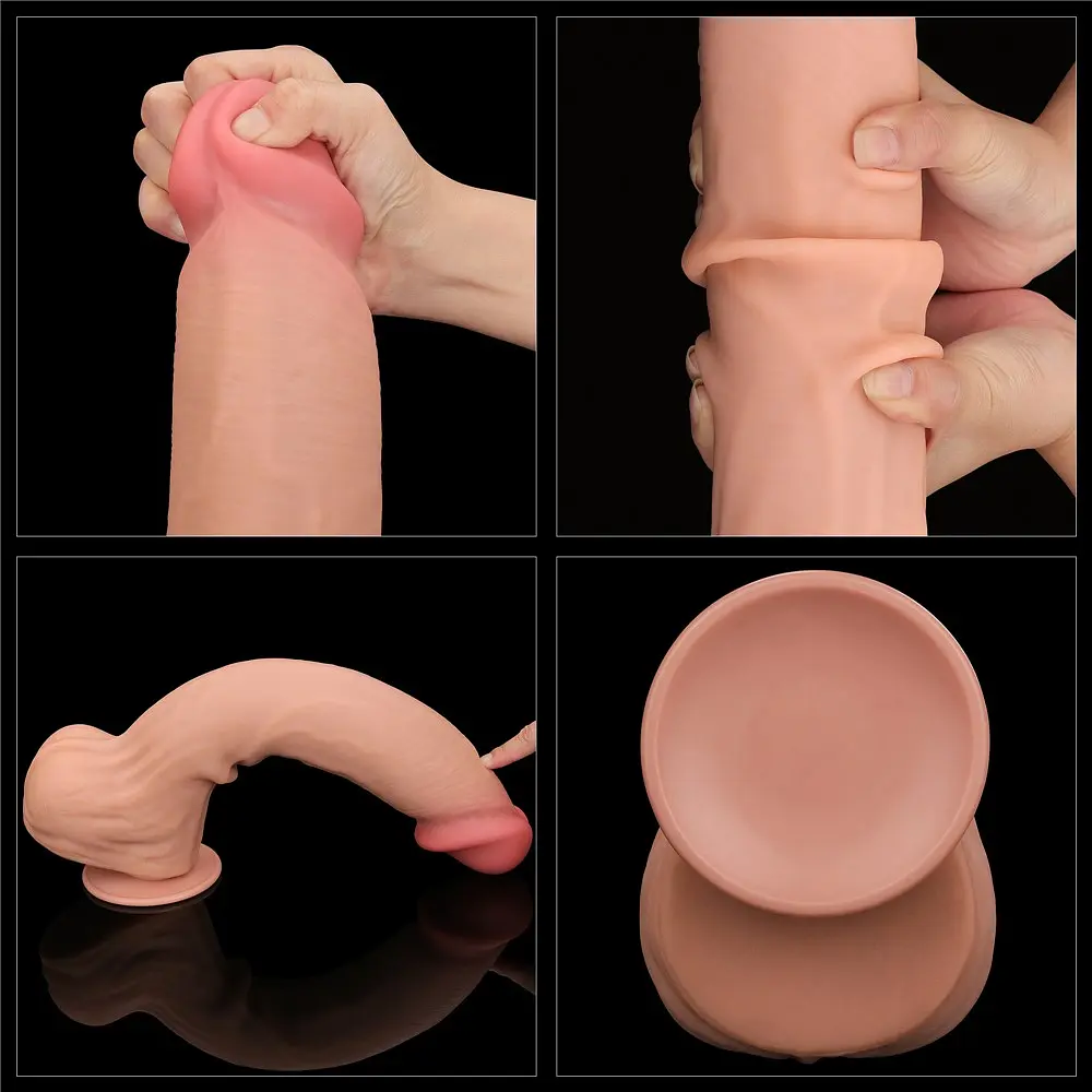 Фалоімітатор LoveToy Sliding-Skin Dual Layer Dong King Sized 36 см тілесний - фото 20