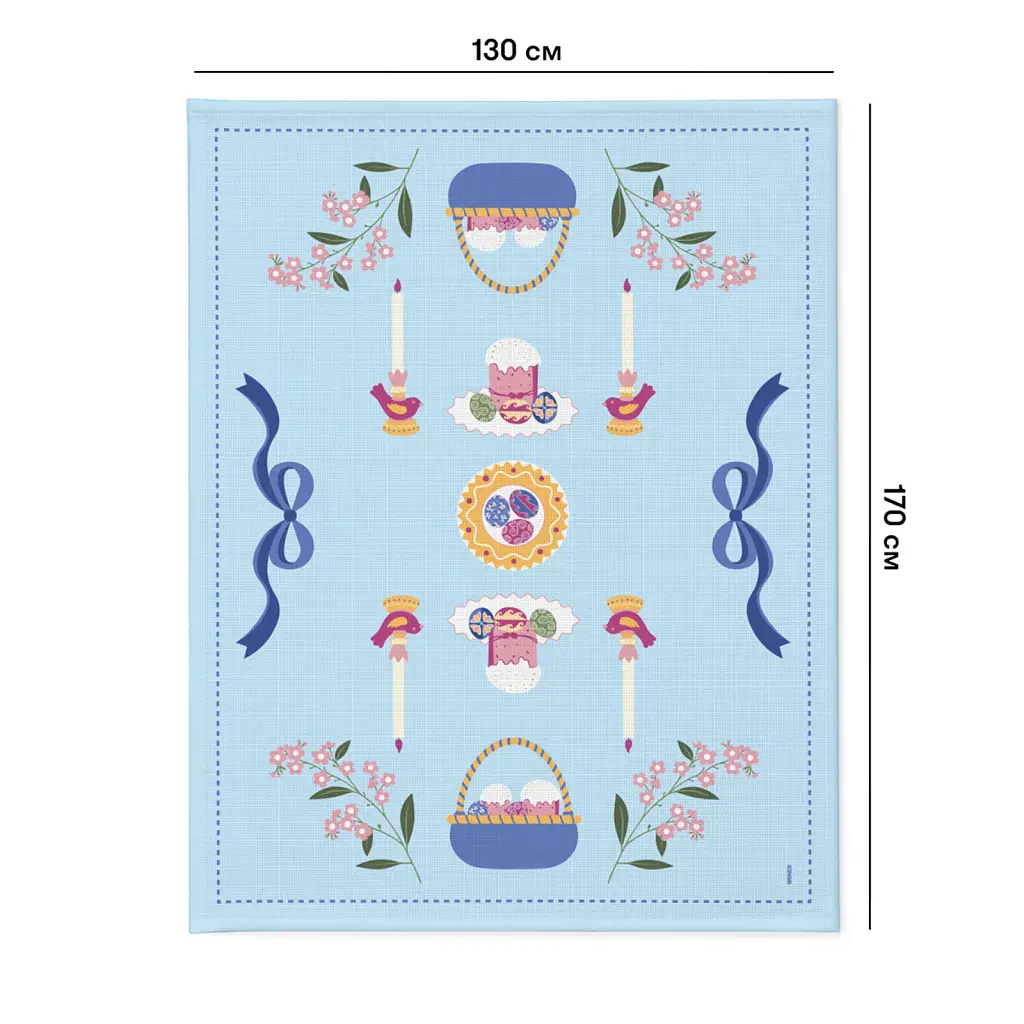 Скатертина «Великодній кошик» блакитна 130х170 - фото 2
