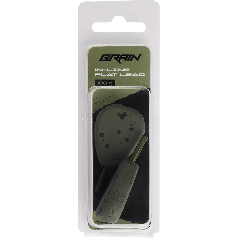 Грузило Brain In-Line Flat Lead 100g 2шт/уп Green - фото 2