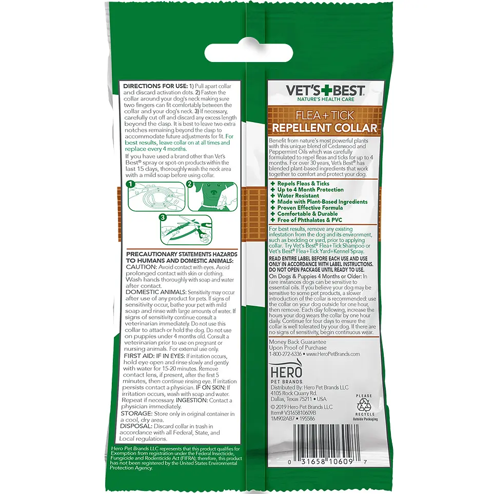 Протипаразитарний нашийник для собак Vet's Best Flea&Tick Repellent Dog Collar 60 см vb10609 - фото 2