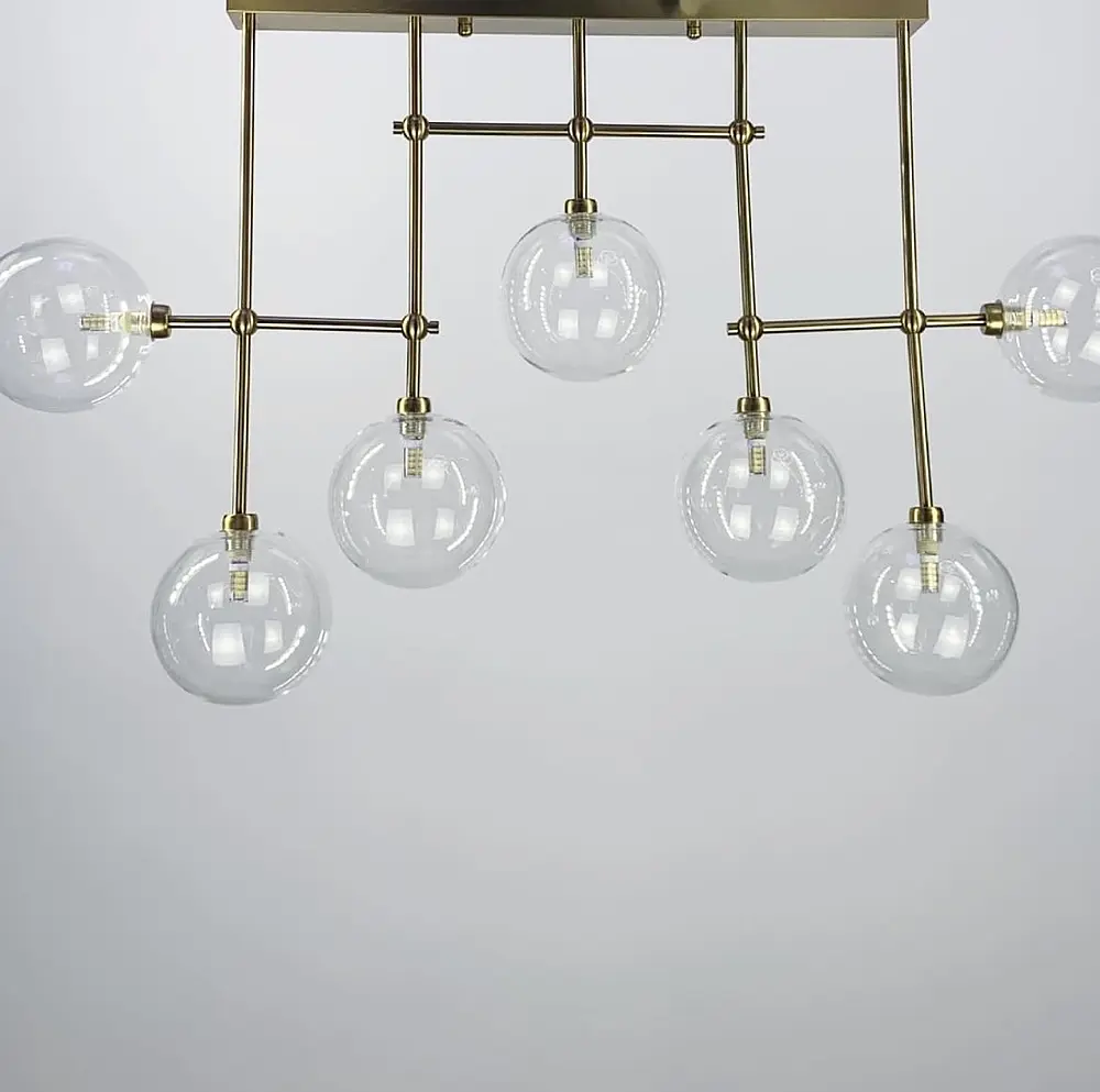 Удлиненная люстра с прозрачными плафонами в корпусе латунь Ст. 835/7 AB | Line F - фото 4