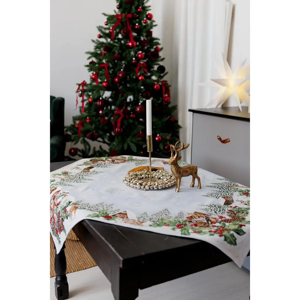 Скатертина-наперон гобеленова Прованс Squirrel з люрексом 100 x 90 см (41811) - фото 4