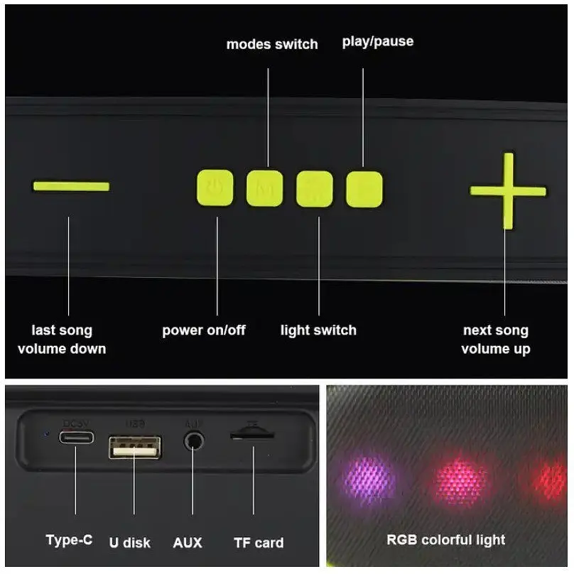 Портативна колонка ретро Kisonli LED915 Bluetooth 1200mAh 10 Вт Black - фото 3