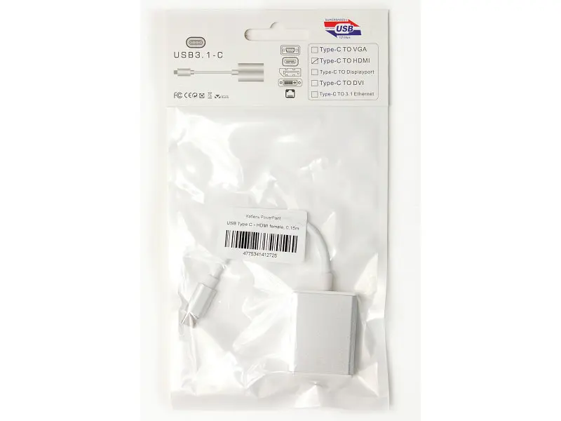 Кабель-перехідник PowerPlant HDMI female - USB Type-C, 0.15м (KD00AS1272) - фото 4