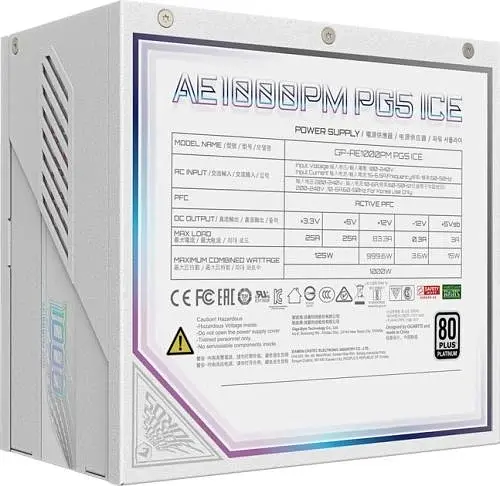 Блок живлення 1000 Вт, AORUS ELITE P1000 W, White, модульний Gigabyte teh0028989 - фото 6