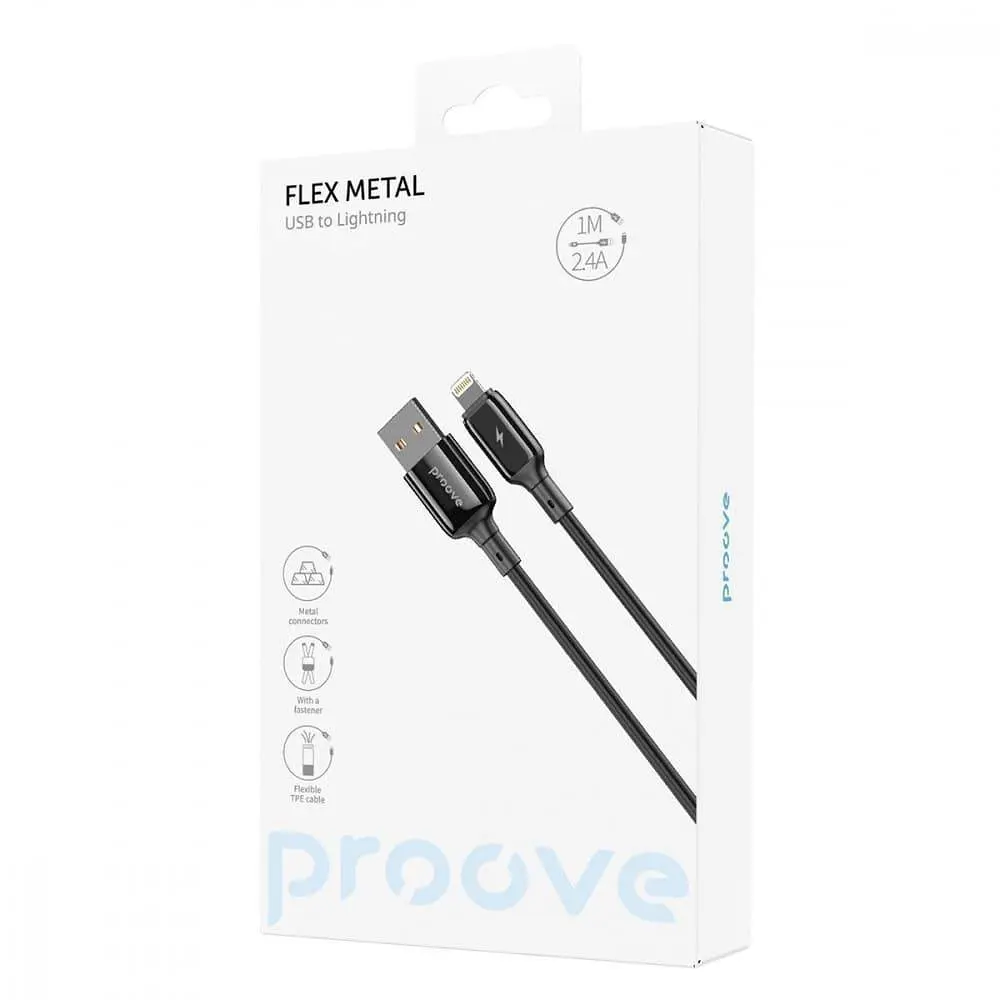 Кабель Proove Flex Metal Lightning 2.4A (1m) black (CCFM20001101) - фото 2