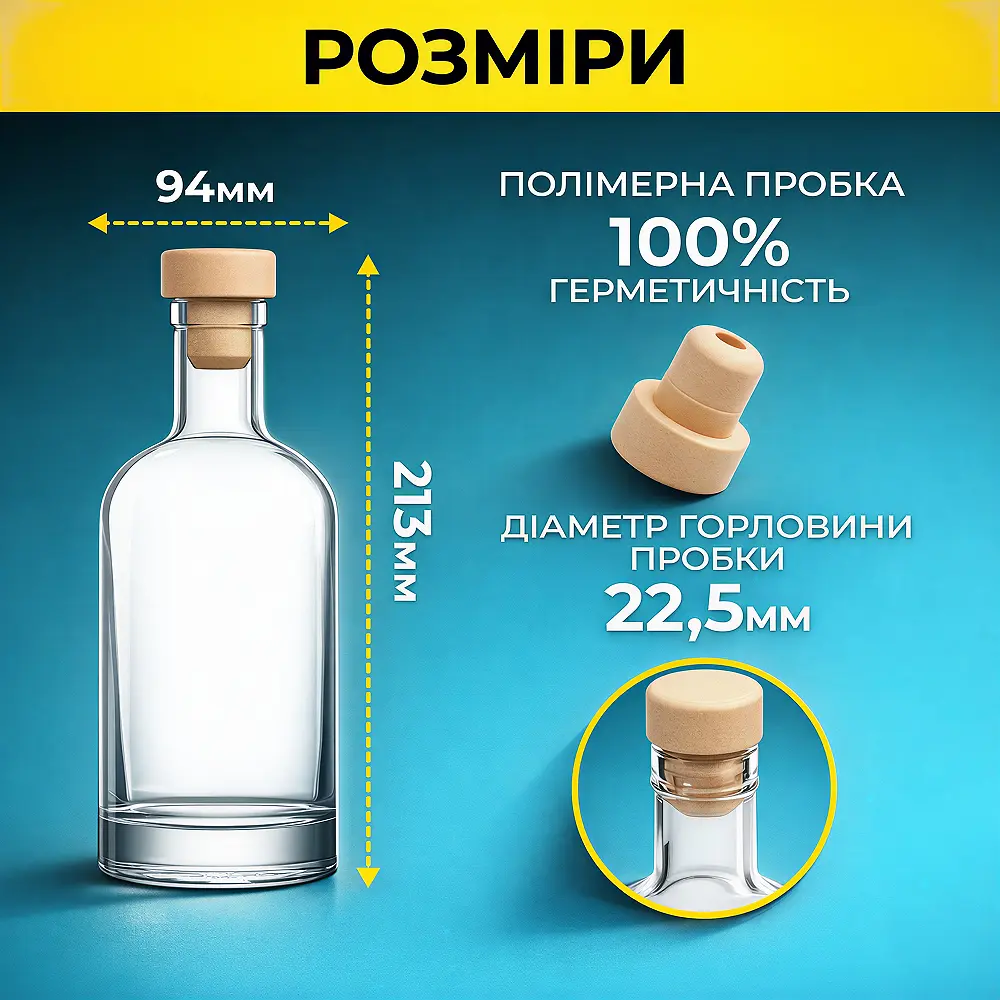 Пляшка "Хлоя" для напоїв 0,7 л (скло) із пробкою 8 шт. - фото 3
