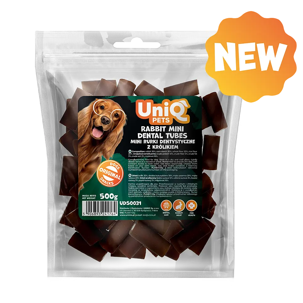 Ласощі для очищення зубів собак UniQ PETS DENTAL Міні сендвіч-трубочки з кролика, 500 г - фото 4