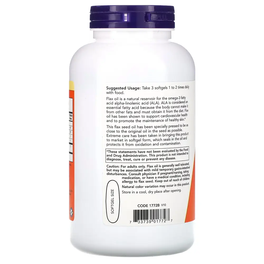 Жирні кислоти NOW Flax Oil 1000 mg, 250 капсул - фото 3