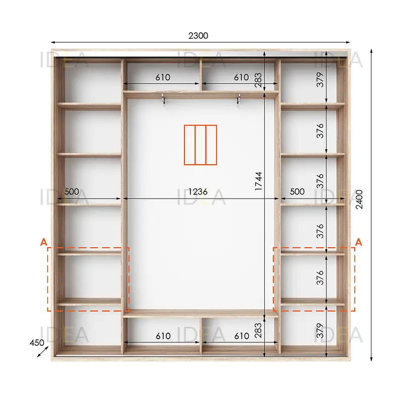 Шафа-купе Idea серія 4 230 x 45 x 240 см Дуб сонома Дзеркало - фото 2