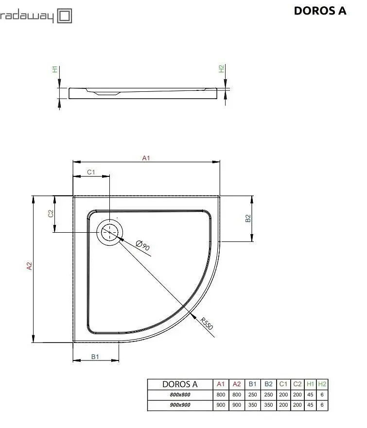 Душевой поддон Radaway Doros A 80x80 SDRA8080-01 - фото 2