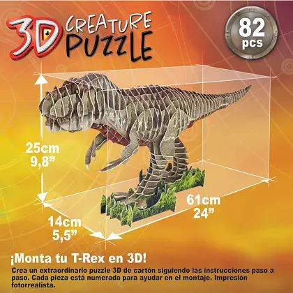 Пазл 3D Educa T-REX, 82 елементи (19182) - фото 3