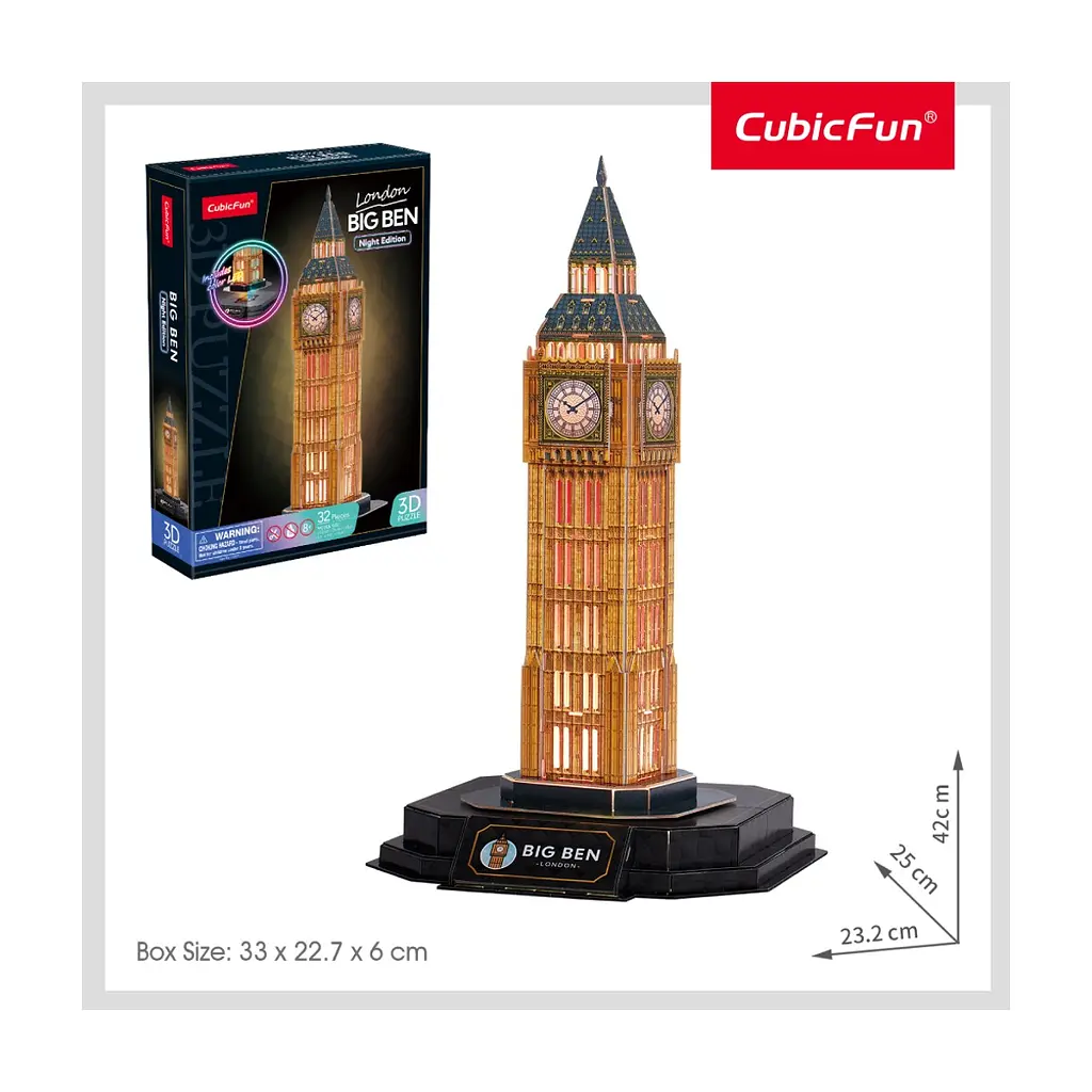 Пазл Cubic Fun Тривимірний пазл Night edition Біг Бен із LED-підсвічуванням (L537h) - фото 2