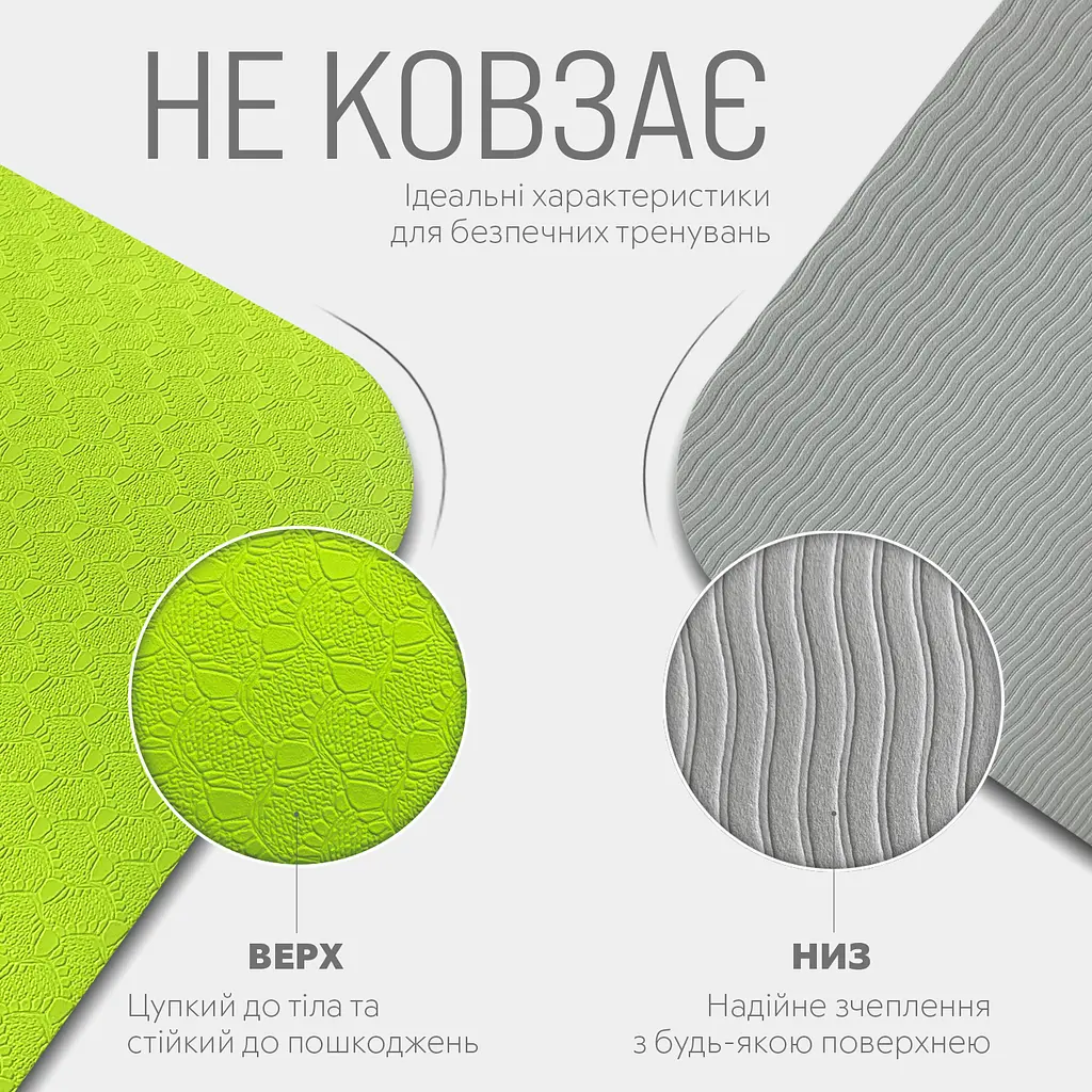 Килимок для йоги та фітнесу EasyFit TPE+TC 6 мм двошаровий лимонний-сірий - фото 4