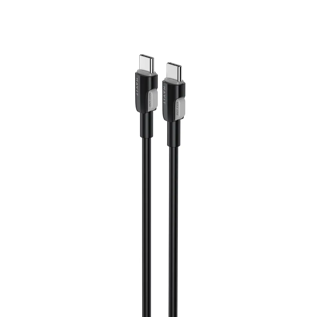 Кабель Havit CB308C PD60W 3A USB-C to USB-C 1 м черный (HV-CB308C) - фото 2