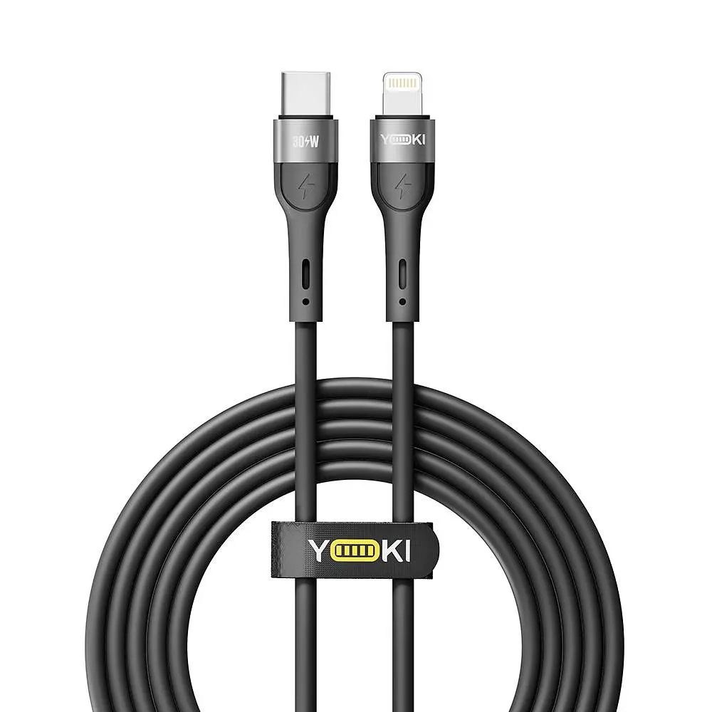 Кабель для заряджання та обміну даними USB Yoki YK-EX11 EXTRA Series Type-C to Lightning 30W 3A/10V 2 m Black