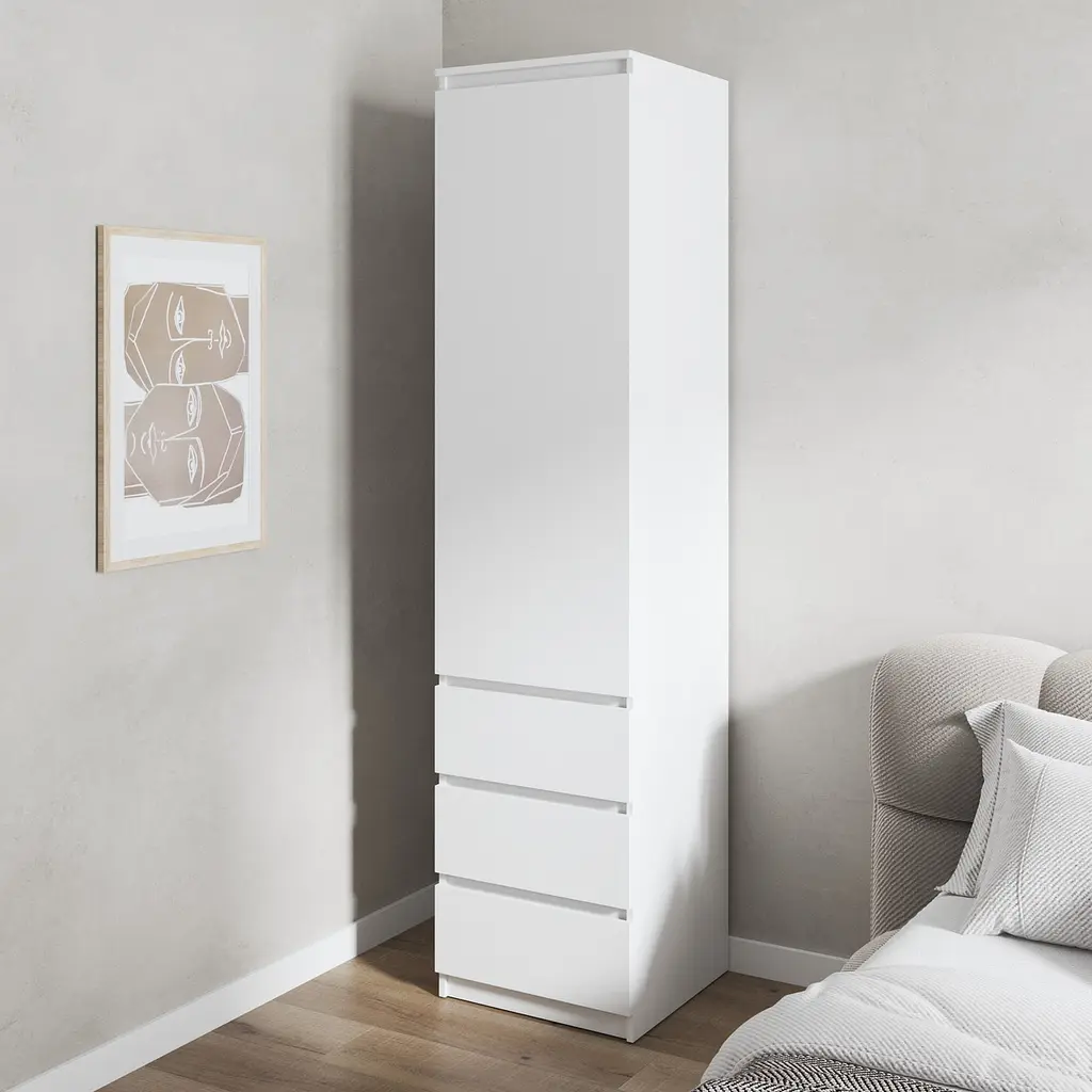 Шафа для одягу Vays, пенал з полицями та шухлядами, без ручок R-35 Білий - фото 1