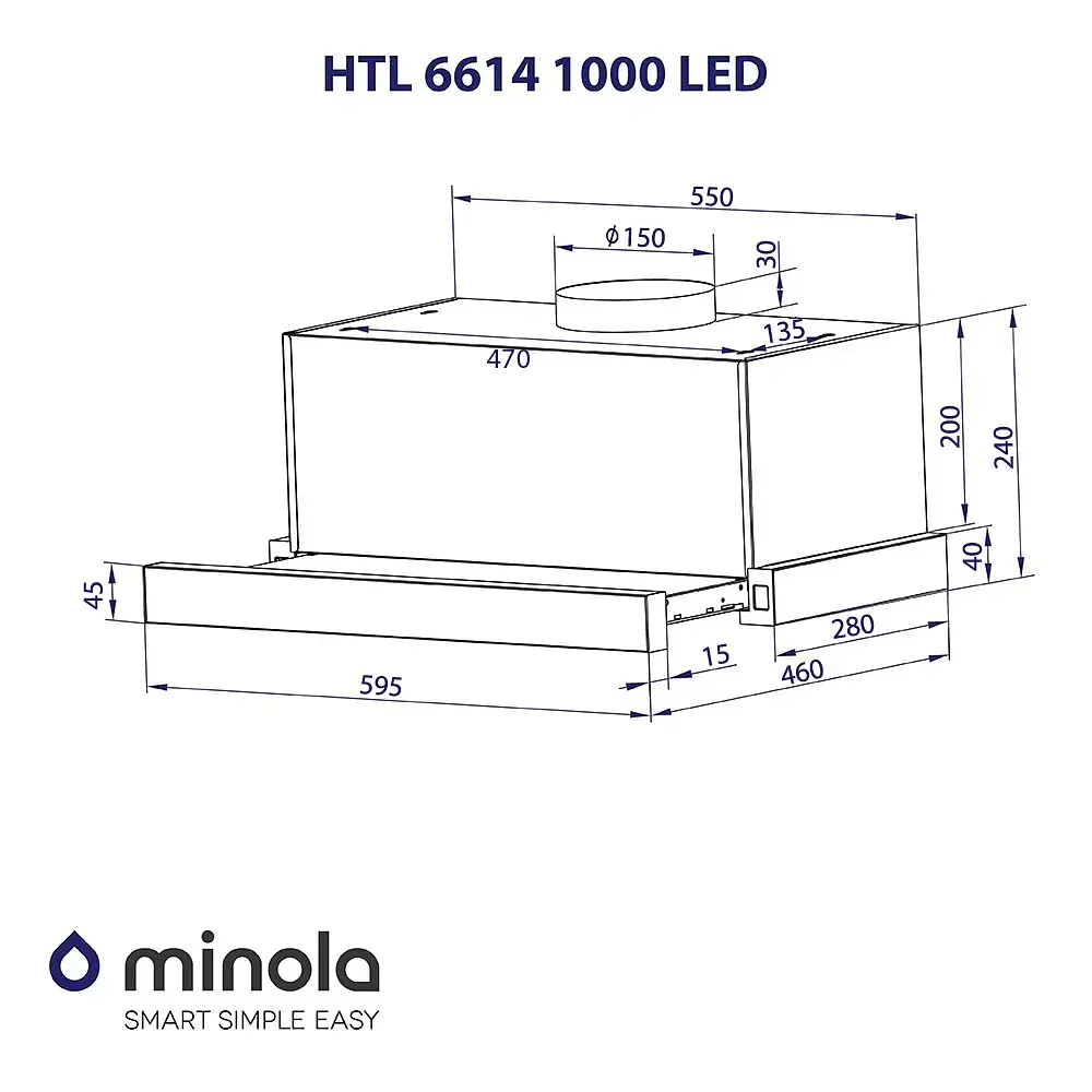 Вытяжка телескопическая Minola HTL 6614 BL 1000 LED - фото 12
