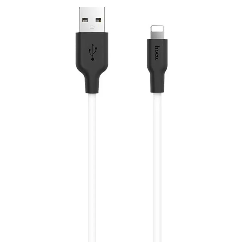 Дата кабель Hoco X21 Plus Silicone Lightning Cable (2m) black_white - фото 2