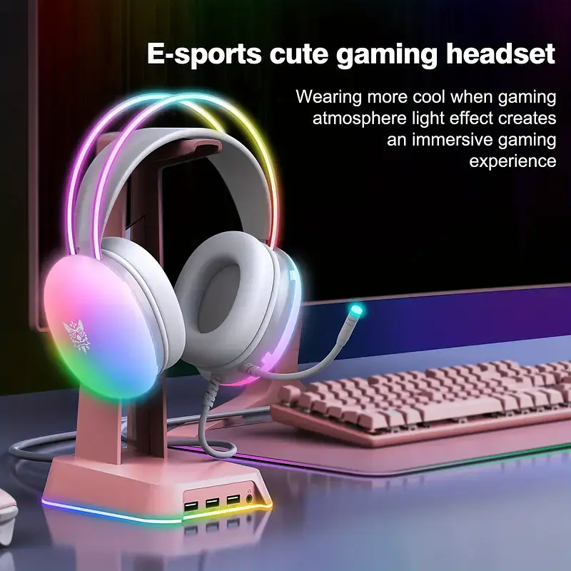 Накладні ігрові навушники Onikuma X25 дротові з гарнітурою та RGB-підсвіткою сірі - фото 5