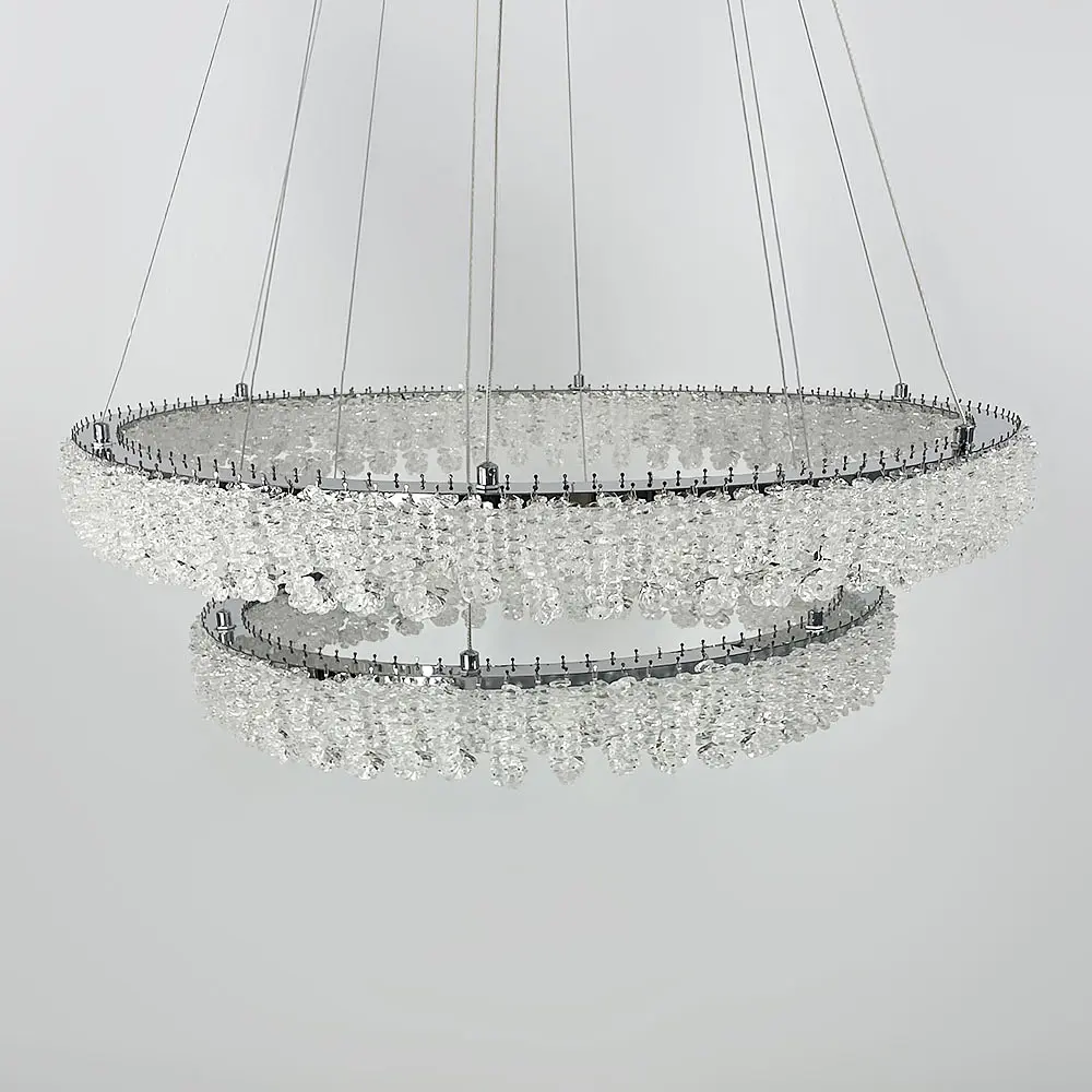 Кольцевая хрустальная люстра в хроме на 2 яруса 80+60 см Ст. 33038-800+600 CH | Line F - фото 3