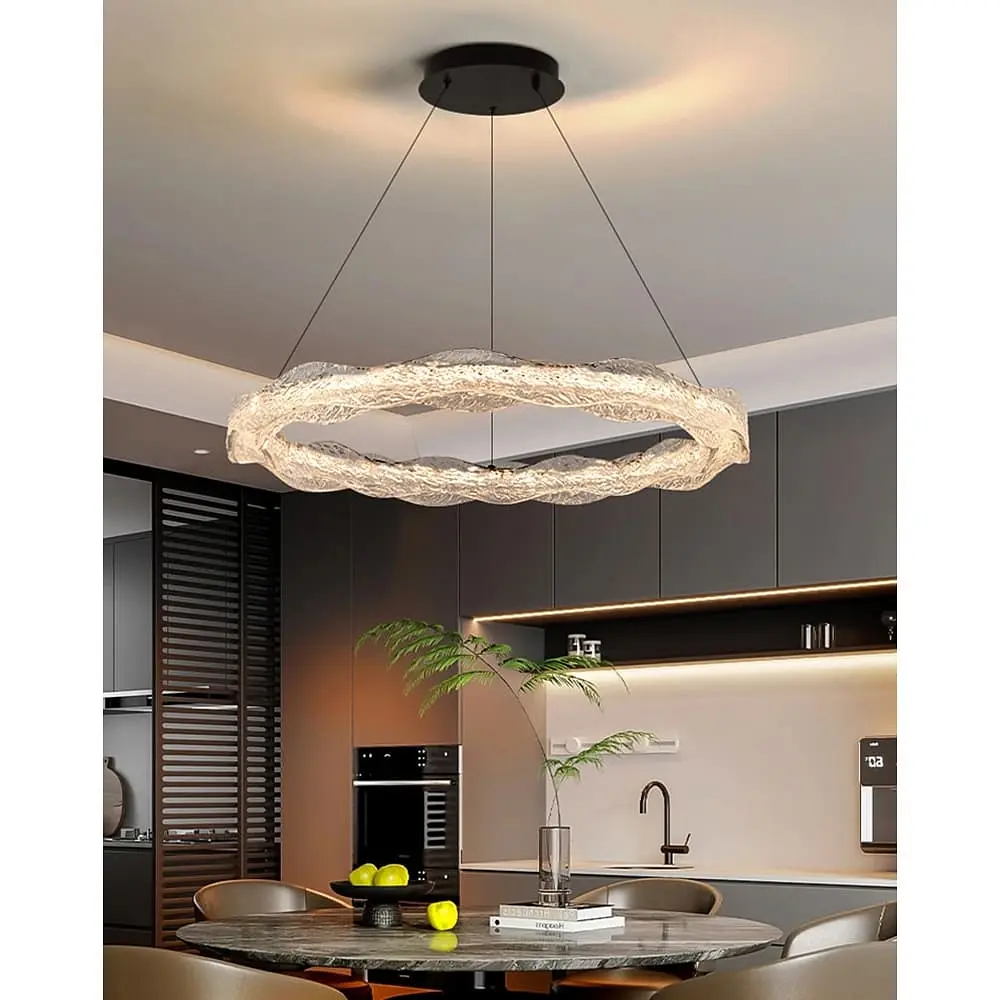 Люстра с подвесным корпусом из волнистого рельефного акрила Ø 80 см Line F | Ст. MJ373-800 BK - фото 7