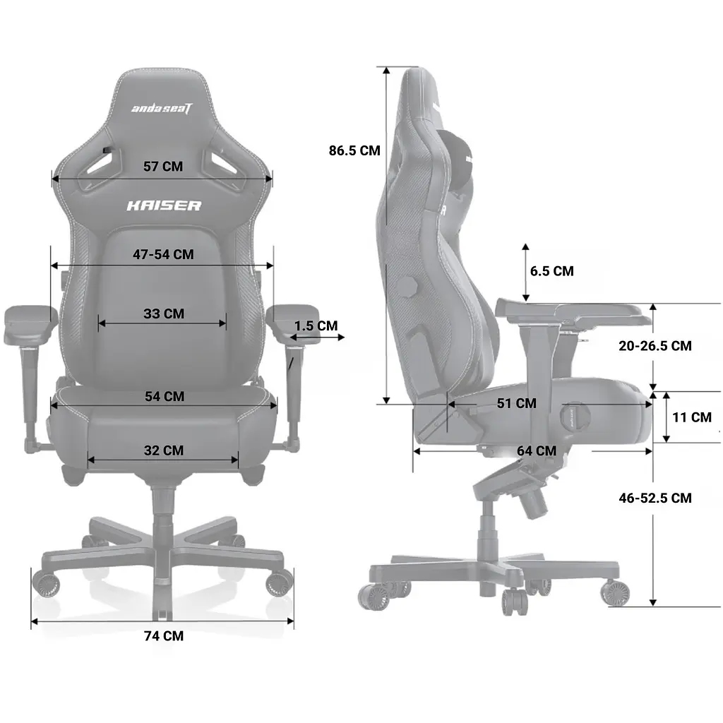 Крісло ігрове Anda Seat Kaiser 4  Black Fabric Size L (AD12YDDC-L-20-B-CF) - фото 9