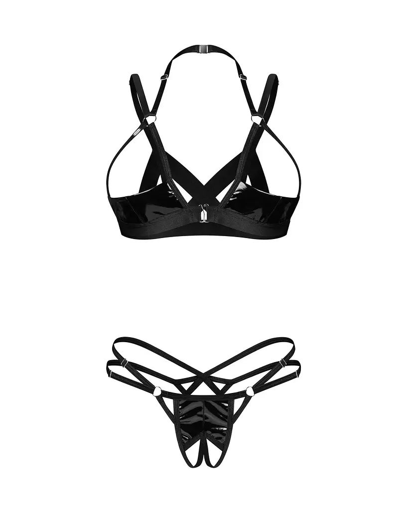 Комплект белья Obsessive Keira Lise otwarty, L/XL (черный) - фото 8