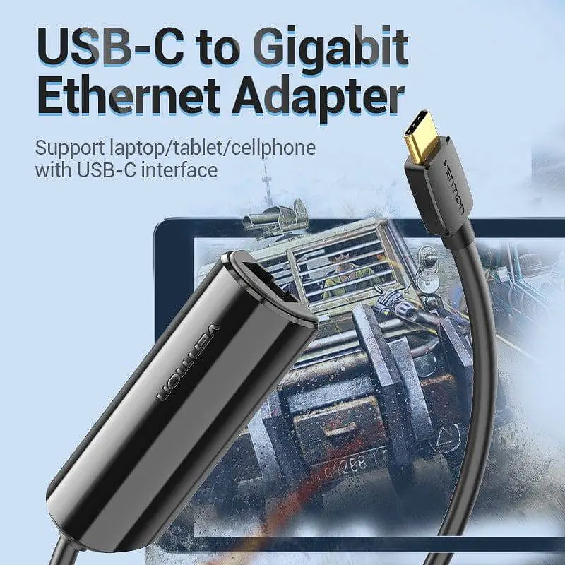 Перехідник Vention USB 3.1 Type-C Ethernet RJ45 1000Mb Gigabit чорний - фото 9
