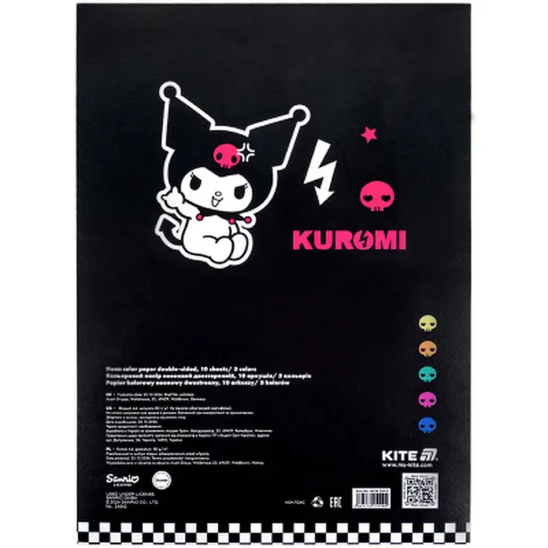 Кольоровий папір Kite А4 неоновий Kuromi (10 аркушів/ 5 кольорів) (HK24-252-2) - фото 4