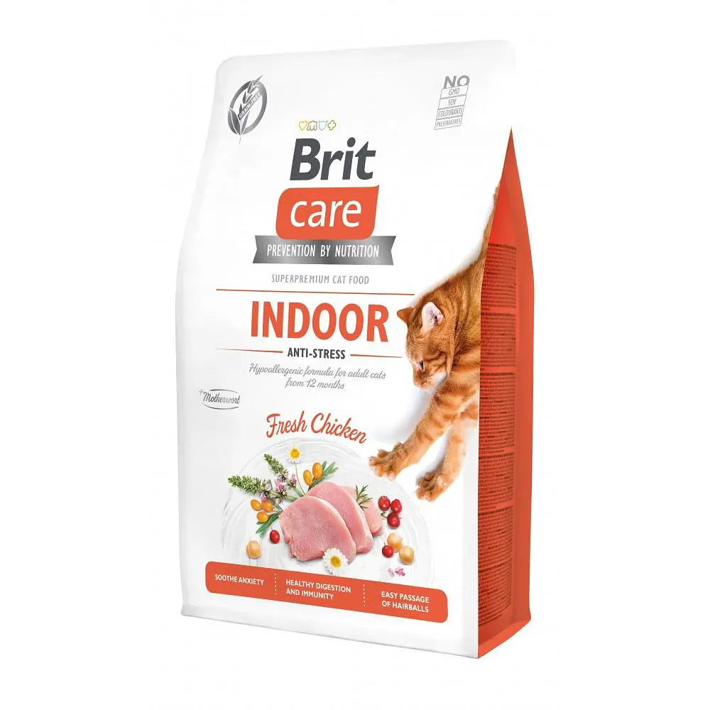 Сухий корм Brit Care Cat GF Indoor Anti-stress для кішок, які постійно живуть у приміщенні, курка 2 кг (арт.171302)
