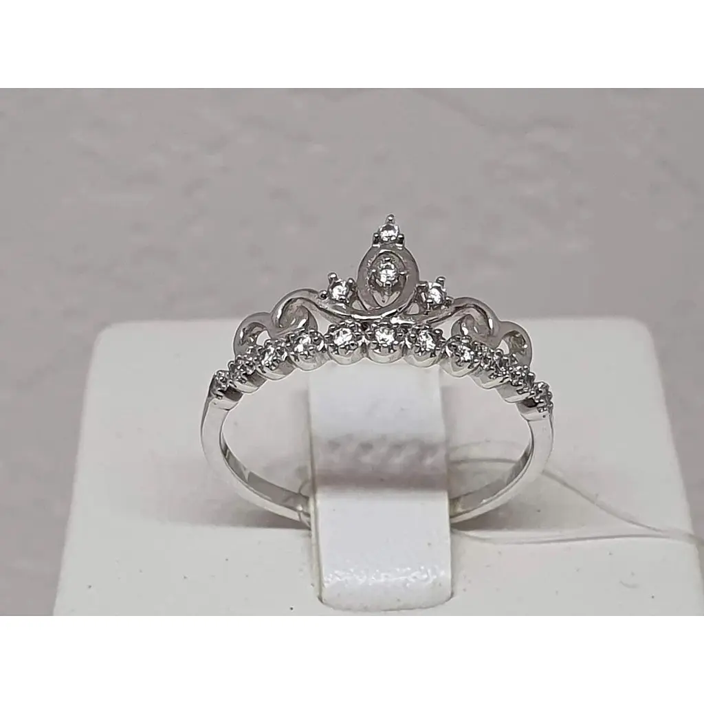 Срібне кільце Qvaliz Корона з фіанітами. 90101019 17,5 - фото 2