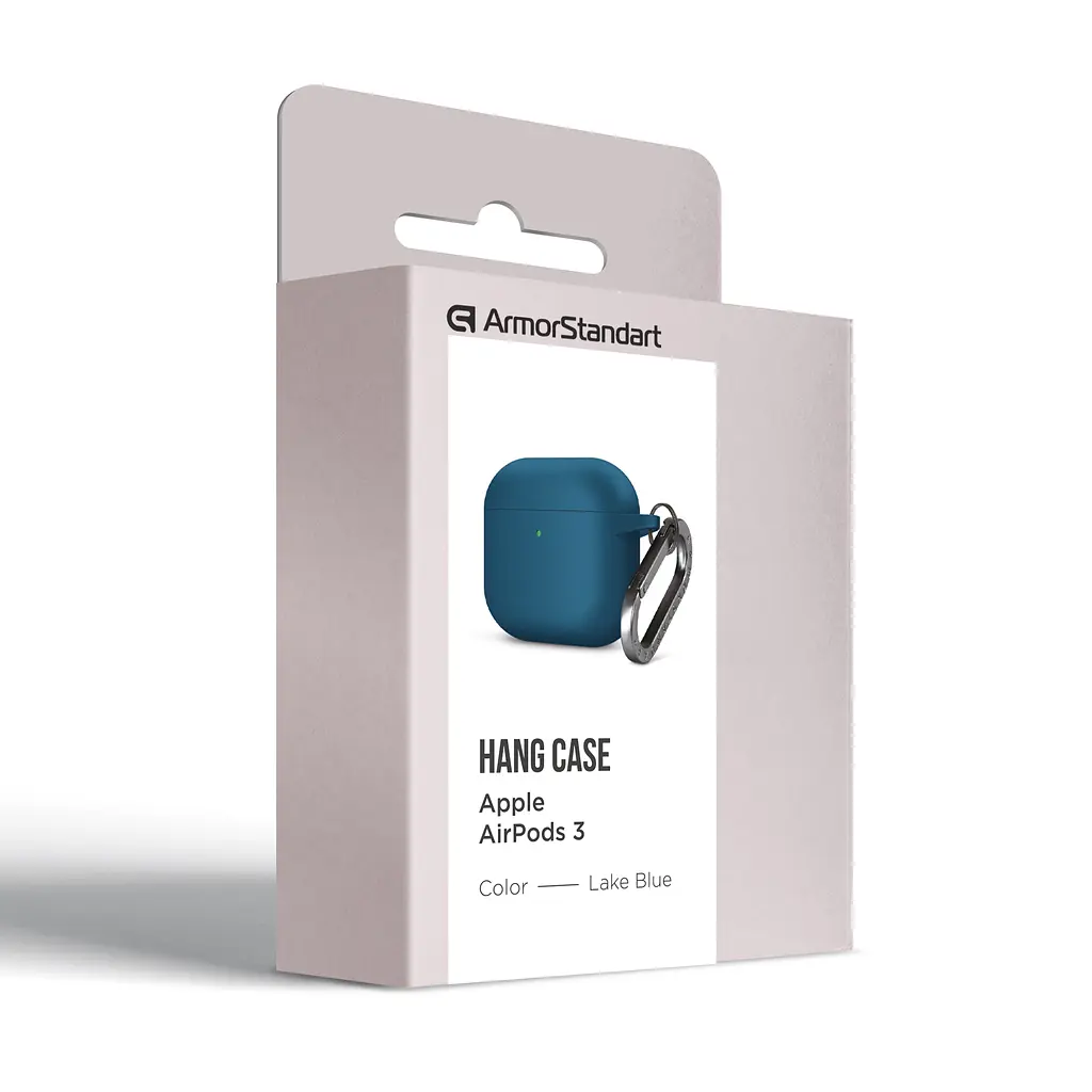 Силіконовий чохол для навушників Apple AirPods 3, Hang Case, синій, ультратонкий захисний кейс товщиною 2 мм, захист від подряпин, пилу та ударів, компактний, з карабіном для кріплення, ArmorStandart (ARM60310) - фото 8