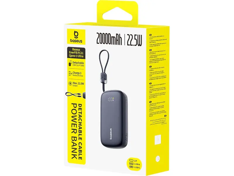 Зовнішній акумулятор (Power Bank) BASEUS EnerFill FC21 Qpow 3 Ultra 20000mAh 22.5W Black (E0027M00) - фото 8
