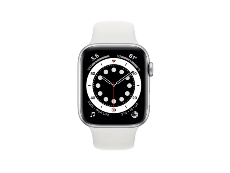 Смарт-годинник Apple Watch Series 6 44mm Silver Aluminum Case with White Sport Band (M00D3) - фото 2